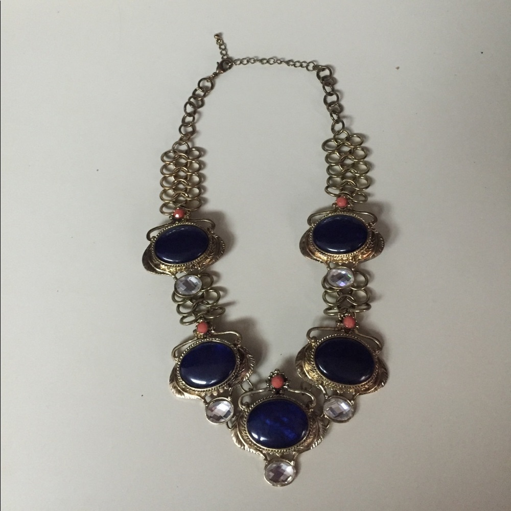 Statement necklace target Blue coral Antique gold